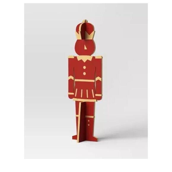 Wondershop 3pc Wood Nutcracker and Reindeer Christmas Character Set Red/Gold - Picture 5 of 5